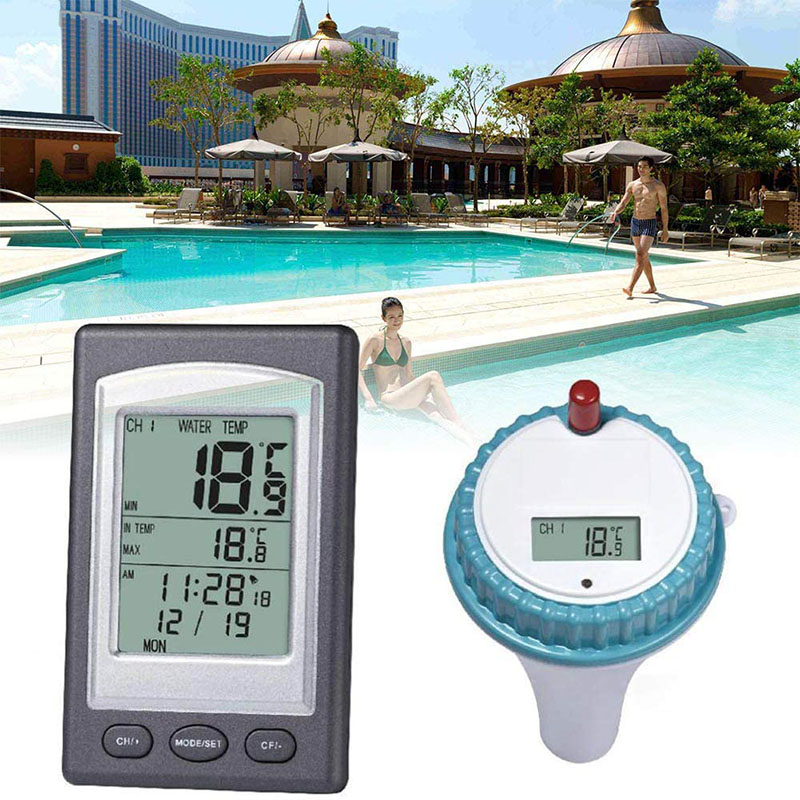 Pool Alarm Float - ดิจิตอลเครื่องวัดอุณหภูมิสระว่ายน้ำลอยไร้สายกลางแจ้งสปาอ่างอาบน้ำเครื่องวัดอุณหภูมินาฬิกาปลุกปฏิทิน-40 ~ 60 °C ยาว-ช่วง