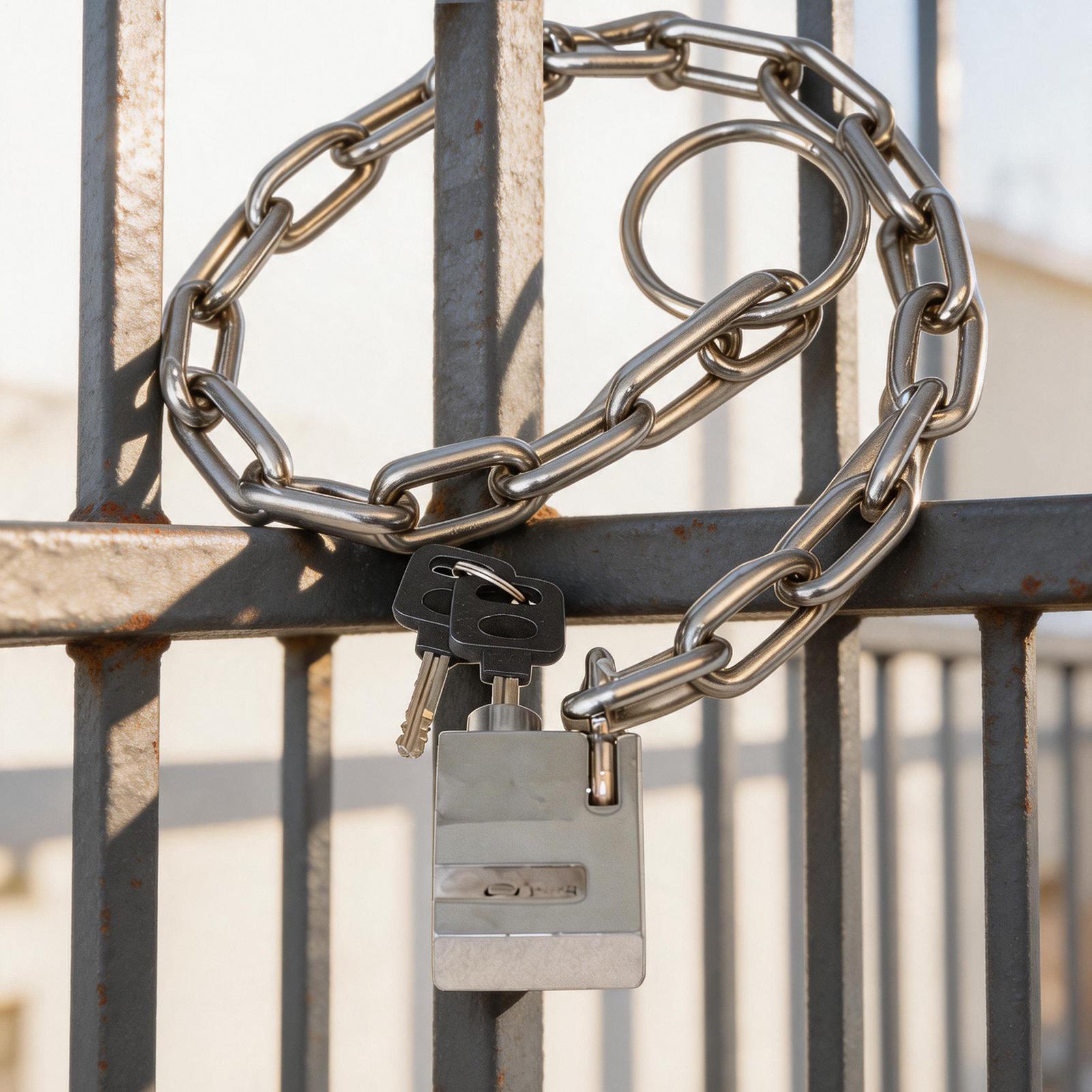 Security Chain Door - กุญแจล็อคโซ่จักรยานแบบหนาพิเศษ พร้อมกุญแจแบบยืดหยุ่น สำหรับจักรยาน มอเตอร์ไซค์ สกู๊ตเตอร์ ล็อคเพื่อความปลอดภัยสำหรับประตู