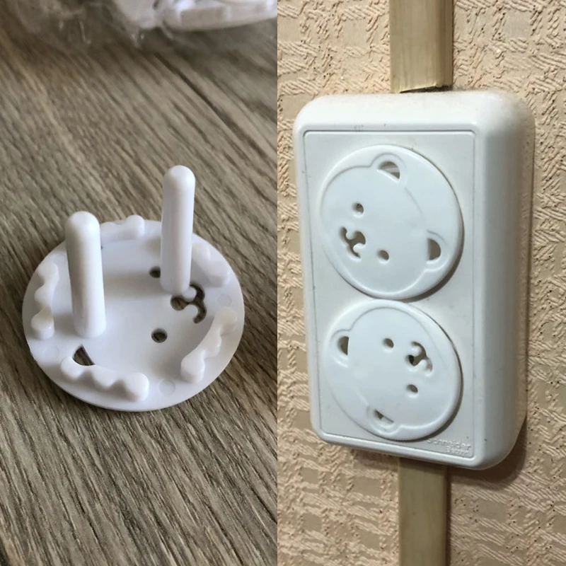 Outlet Cover Baby - ฝาครอบปลั๊กไฟลายการ์ตูนรูปหมี 5/10 ชิ้น ปลั๊กไฟแบบ EU ป้องกันเด็ก