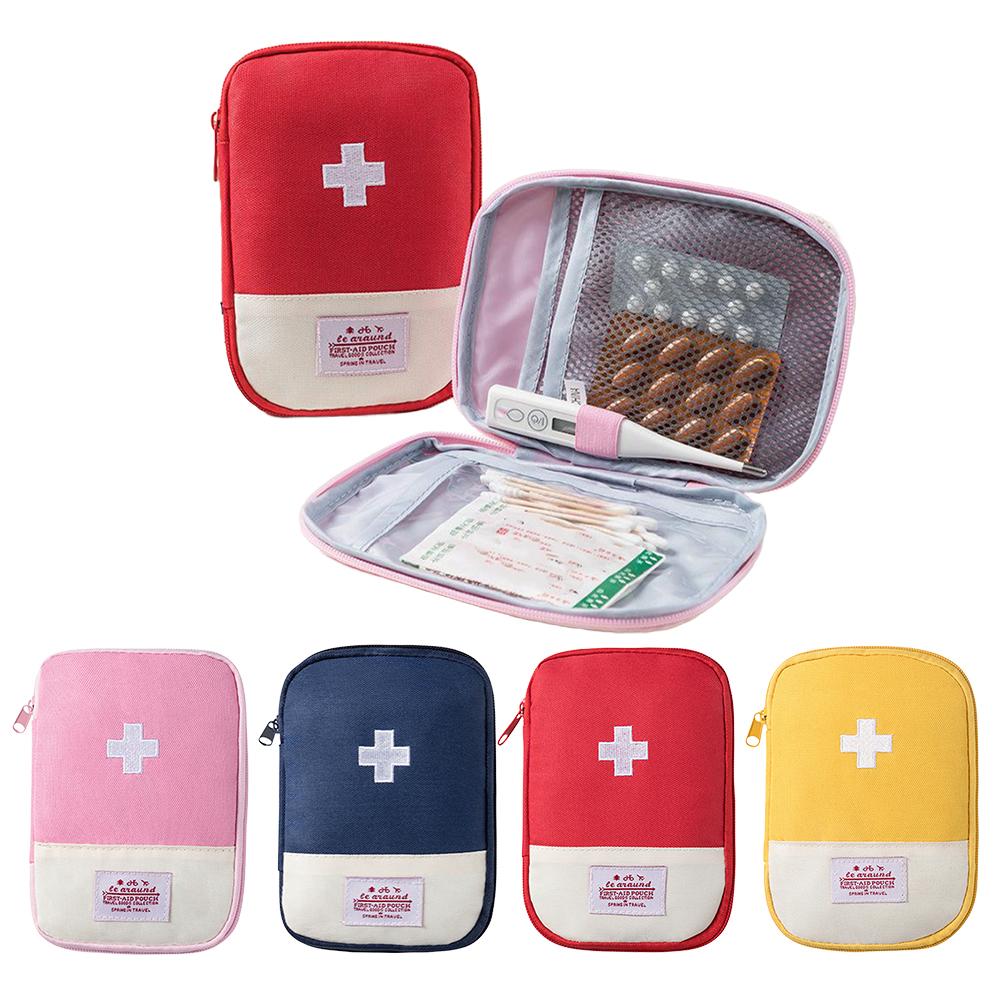 First Aid Bag Kit - กระเป๋าชุดปฐมพยาบาลแบบพกพา กระเป๋าเก็บยาสำหรับเดินทาง กระเป๋าจัดระเบียบฉุกเฉินขนาดเล็กสำหรับการออกนอกบ้าน แคมป์ปิ้ง ใช้ในบ้าน