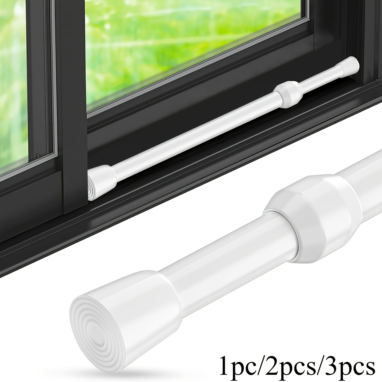 Window Lock Bar - บาร์นิรภัยแบบปรับได้ ทำจากโลหะขัดเงา สำหรับหน้าต่างและประตูกระจก พร้อมตัวล็อคแบบเลื่อนที่ปลอดภัย พร้อมปลายยาง