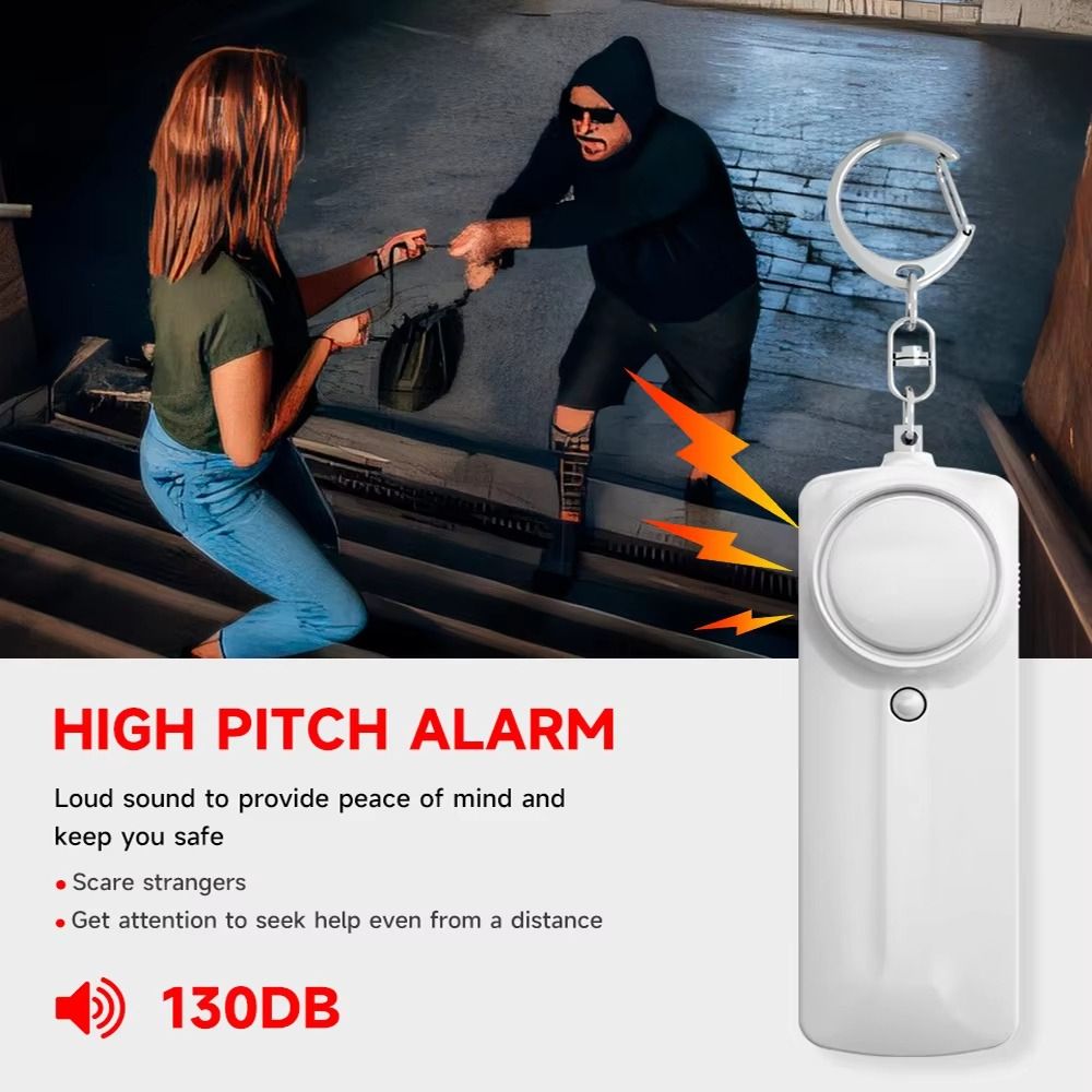 Personal Alarm Keychain - สัญญาณเตือนภัยส่วนตัวเสียงดัง 130dB พร้อมไฟ LED พวงกุญแจพกพา ป้องกันการโจมตี