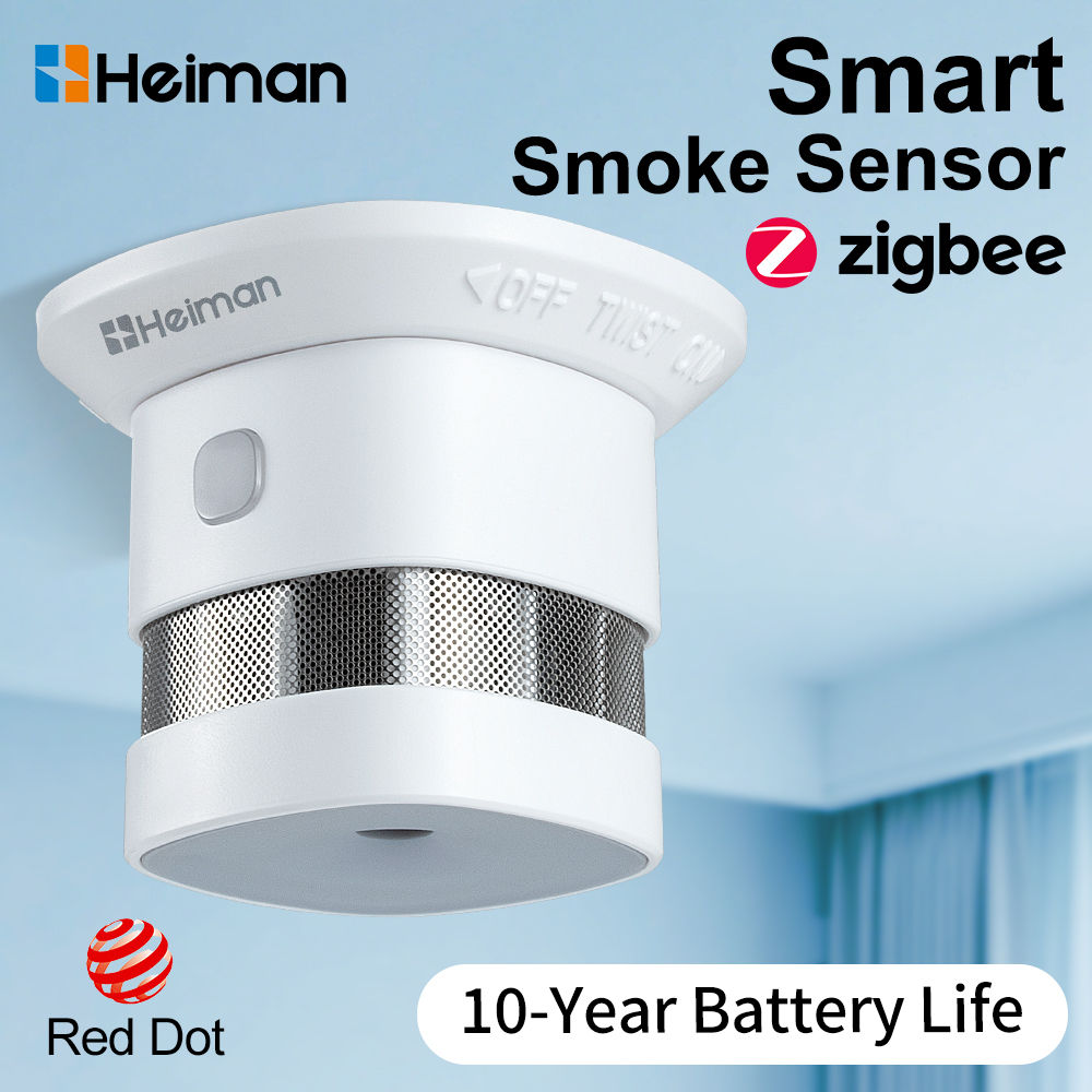 Smoke Detector Interconnected - เครื่องตรวจจับควัน HEIMAN Zigbee – เซ็นเซอร์แจ้งเตือนเหตุเพลิงไหม้, ความไวสูง,